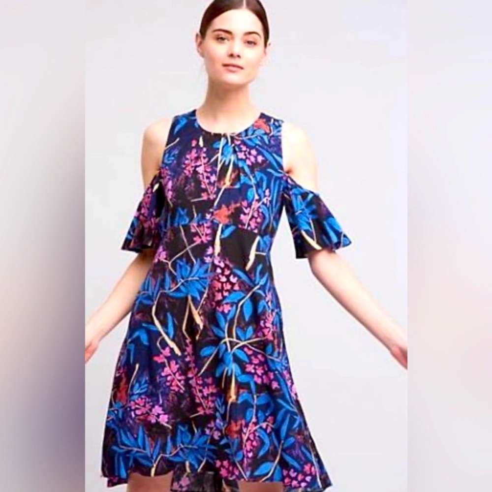 Anthropologie MaeveFloral Pattern Cold Shoulder Dress - Size 4